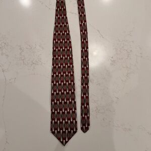 Franco Botta Men’s Silk Neck Tie Burgundy Gold Geometric Made in Italy
